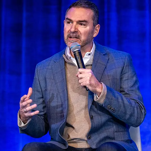 Man speaking passionately about leadership